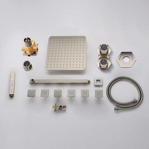 Cascada Camellia 12" Brushed Nickel Shower System - Cascada Showers