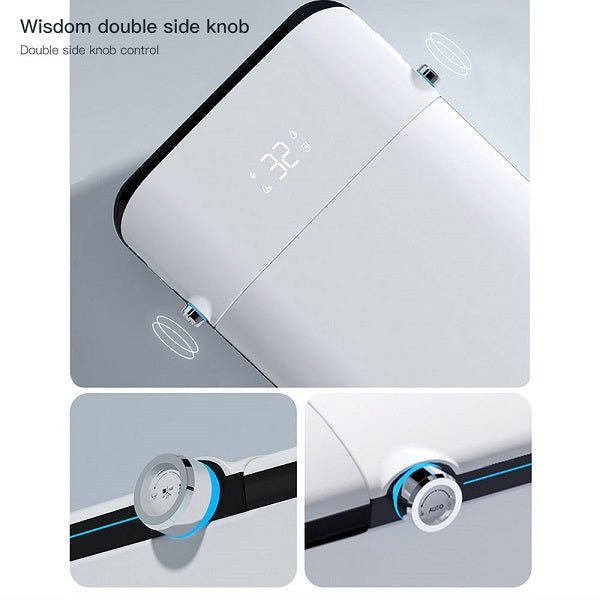 Digital clock with double side knob control on a white background