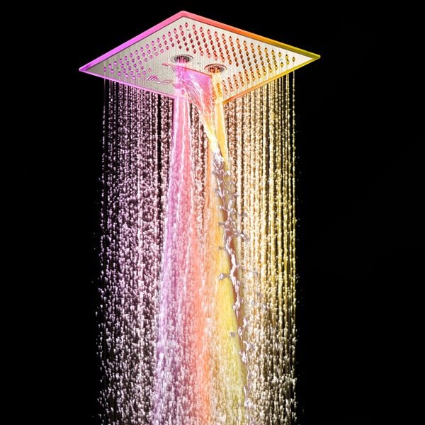 Cascada Davos 16" Brushed Nickel LED Music Shower System - Cascada Showers
