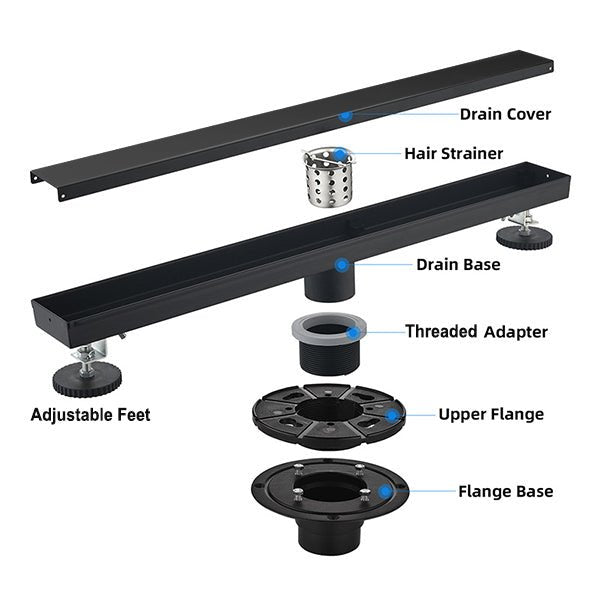 Cascada Linear Shower Drain 304 Stainless Steel Tile Insert Drain Fast Drainage