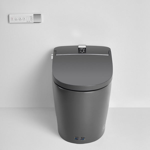 Cascada Milano matte gray smart toilet front view with closed lid and modern one-piece ceramic design