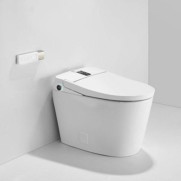 Cascada Milano white smart toilet with auto-open lid and instant-heat bidet in modern bathroom