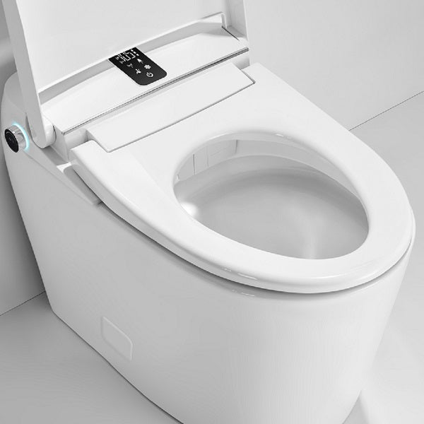 White ceramic smart toilet bowl interior showing smooth glaze finish and powerful jet siphon flush holes