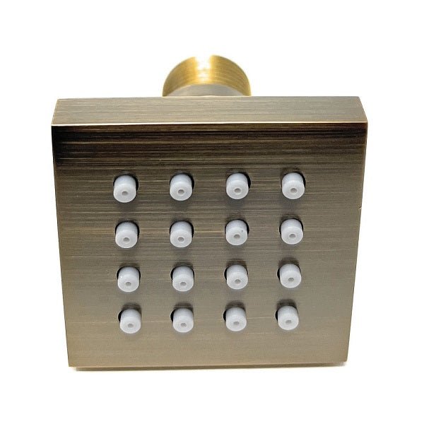 Cascada Antique Brass 2” Square Body Spray Shower Jet with built-in 16-Nozzles
