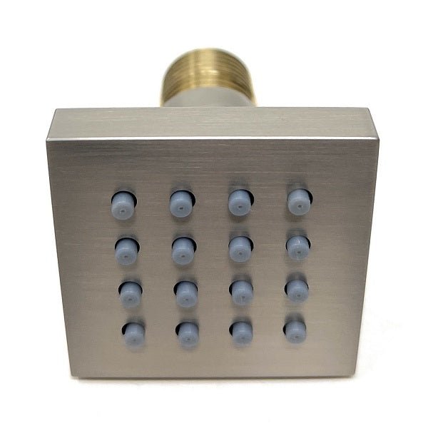 Cascada Brushed Nickel 2” Square Body Spray Shower Jet with built-in 16-Nozzles