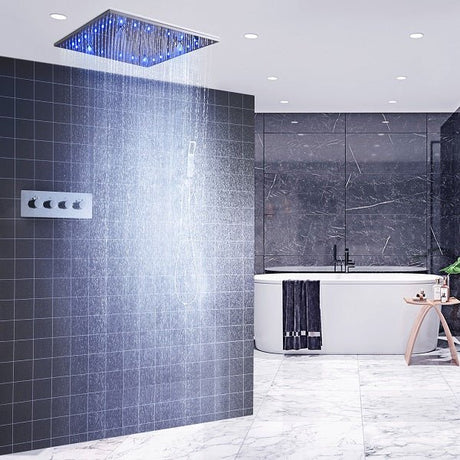 Cascada Napoli LED Shower System: Rainfall, Spa Mist, Thermostatic Control - Cascada Showers
