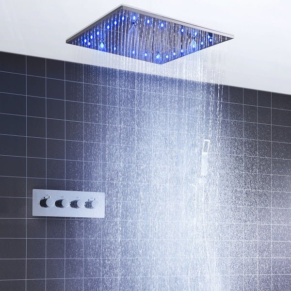 Cascada Napoli LED Shower System: Rainfall, Spa Mist, Thermostatic Control - Cascada Showers