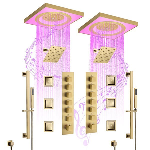 Elegant design of Cascada Perla dual showerhead system.