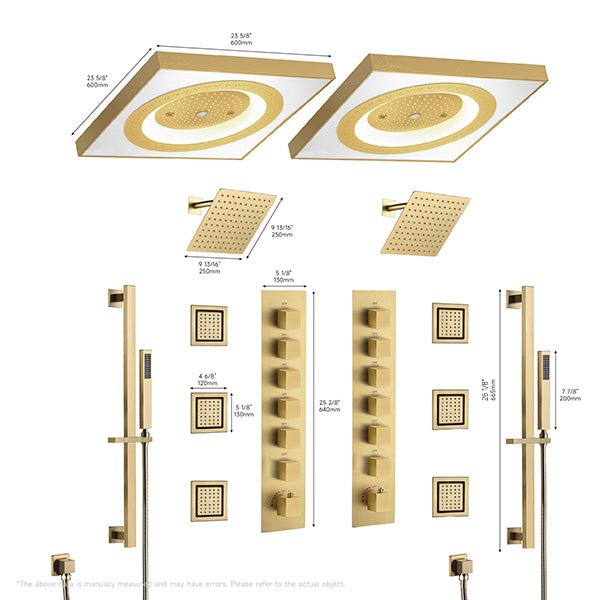 Dimensions of Cascada Perla 24-inch dual shower system