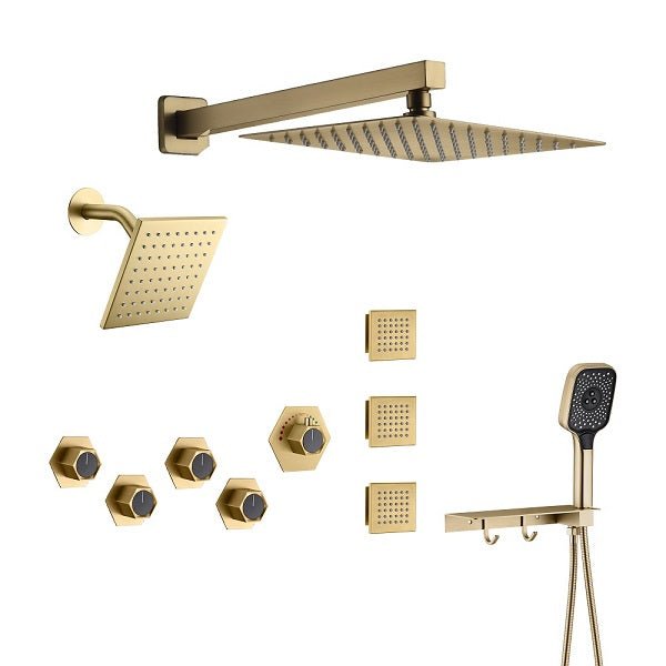 Cascada Pompeii 12" Brushed Gold Shower Set - Cascada Showers