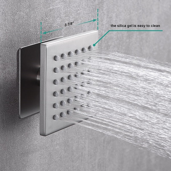 Cascada Positano 15"x23" Brushed Nickel Music LED Shower System - Cascada Showers