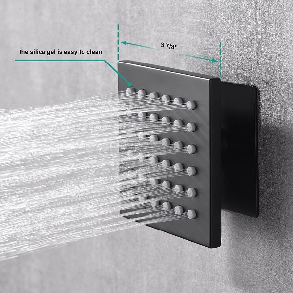 Cascada Positano 15"x23" Matte Black LED Music Shower System - Cascada Showers