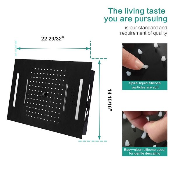 Cascada Positano 15"x23" Matte Black LED Music Shower System - Cascada Showers