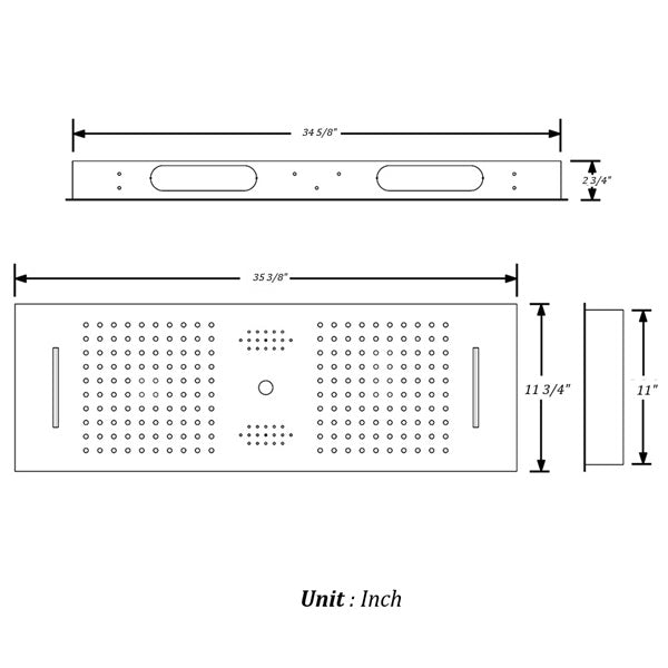Cascada Riviera 12"x36" Brushed Gold LED Bluetooth Shower System - Cascada Showers