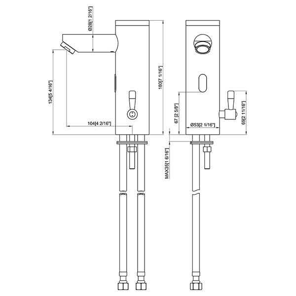 Cascada SensiFlow Elite Sensor Faucet with Hot & Cold Mixer - Cascada Showers