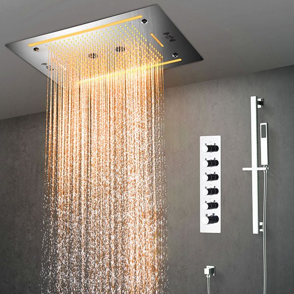 Cascada Venice Luxury 23" x 31" LED Recessed Ceiling Shower System