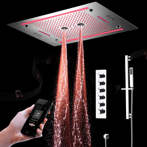 Cascada Venice Luxury 23" x 31" LED Recessed Ceiling Shower System