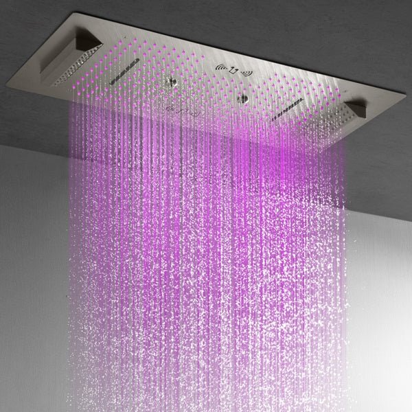 Cascada Verona 16"x36" Brushed Nickel Music LED Digital Shower System - Cascada Showers