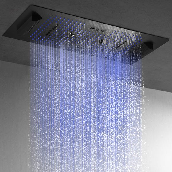 Cascada Verona 16"x36" Matte Black Music LED Shower System - Cascada Showers