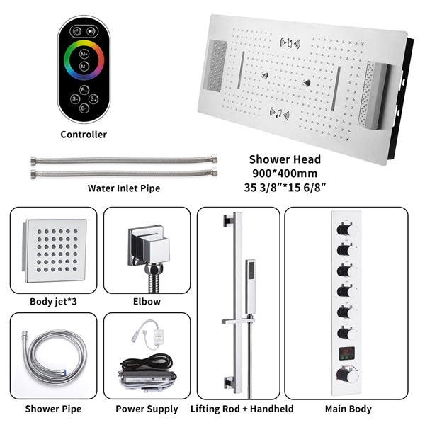 Cascada Verona 16"x36" Music LED Digital Shower System - Cascada Showers