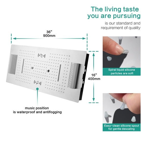 Cascada Verona 16"x36" Music LED Digital Shower System - Cascada Showers