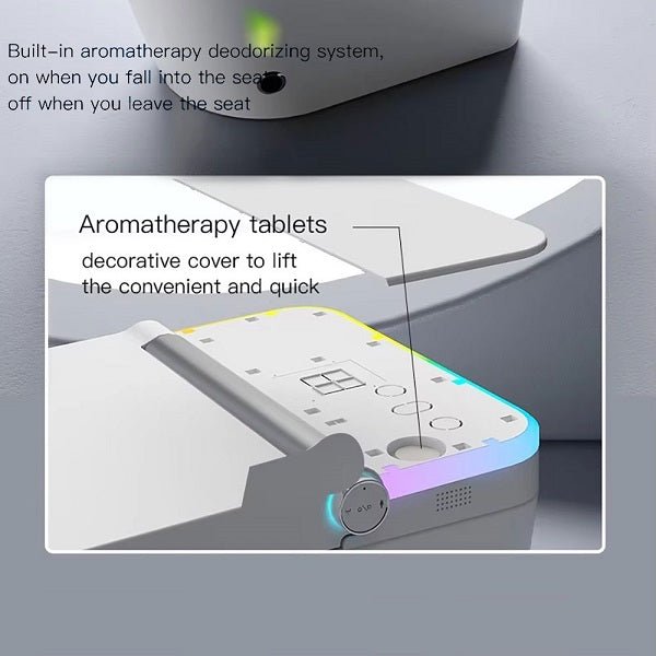 Decorative cover with aromatherapy tablets and deodorizing system on a gray background