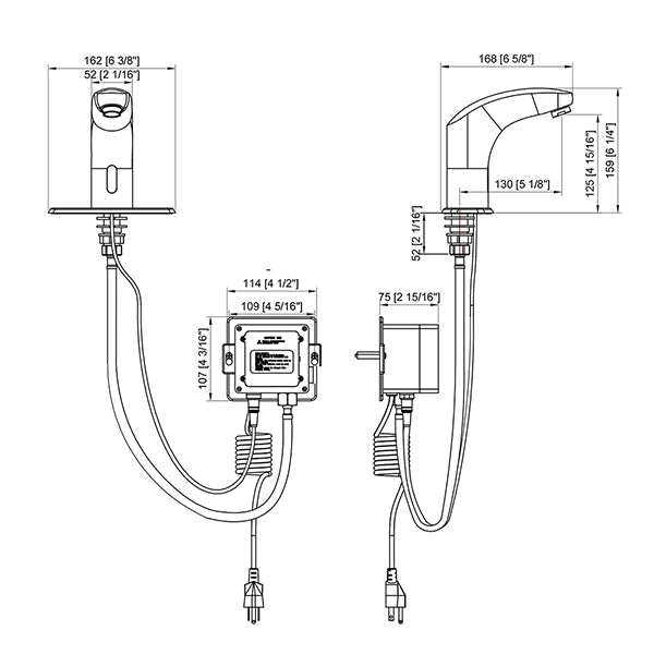 Automatic sensor faucet with AC and DC power options