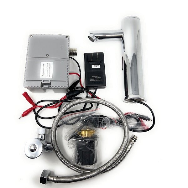 Bathroom faucet kit with control panel, wiring, and hose