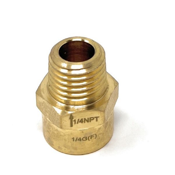 Brass pipe fitting with thread design on a white background