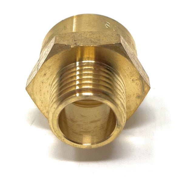 G thread BSPP female to NPT male brass pipe fitting from Cascada Showers