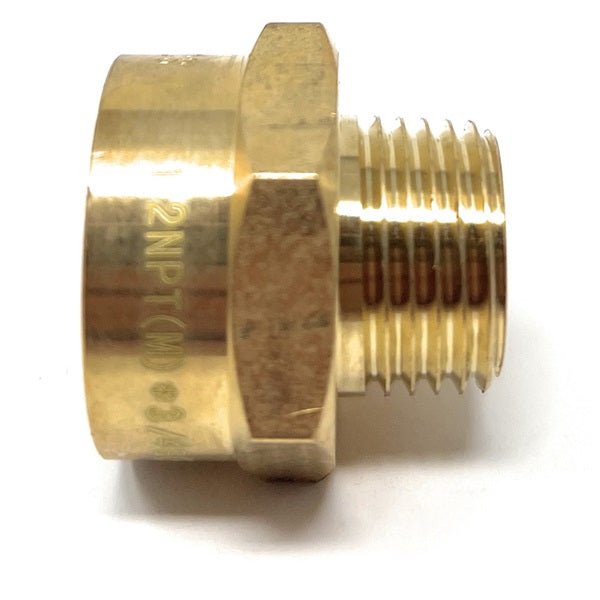 Brass plumbing fitting on a white background