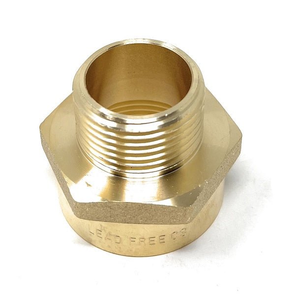 Metric BSPP to NPT brass adapter for 1" to 1.25" pipe fittings