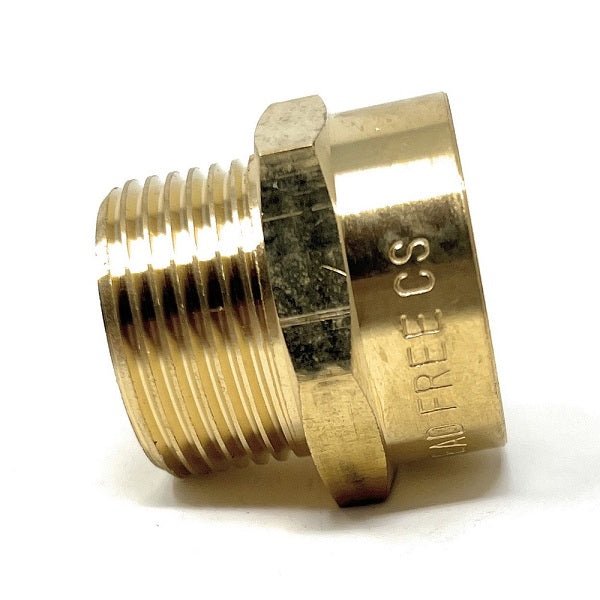 G Thread (Metric BSPP) Male to NPT Female Adapter - Lead Free (3/4" x 3/4") - Cascada Showers, cascada 3/4 inch pipe fitting plumbing adapter, 3/4 g male to npt 3/4 female connector, g 3/4 to npt female adapter fittings, 3/4 pipe fitting connector, male to female fitting adapter, brass pipe fitting adapter, pipe fitting, 2 hose connector, 3/4” G male x 3/4” NPT female Connector, 3/4 g thread, bspp adapter, is g thread compatible with npt