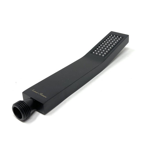 Matte black brass shower arm, modern style