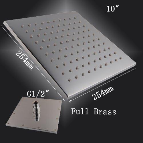 10" Square Ceiling Mount Rainfall LED Shower Head, include Shower Arm - Cascada Showers showerhead system rain head shower handheld set complete led bathroom heads light rainfall