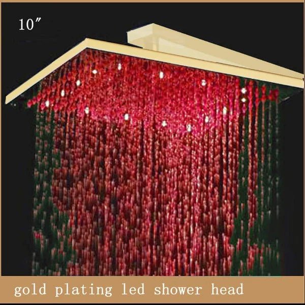 10" Square Rainfall LED Shower Head - Cascada Showers