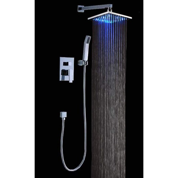 showerhead system rain head shower handheld set complete led waterfall heads light rainfall square Double-Function Valve and Brass Handheld Shower Rain Shower System remote controller light bathroom set remote control color change Bathroom Shower Set