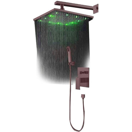showerhead system rain head shower handheld set complete led waterfall heads light rainfall square Double-Function Valve and Brass Handheld Shower Rain Shower System remote controller light bathroom set remote control color change Bathroom Shower Set