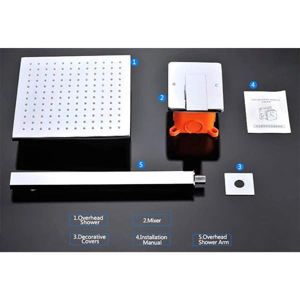 12" Square LED Wall Mounted Shower Set - Cascada Showers