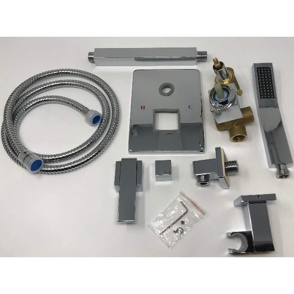 12"x24" Rainfall LED Shower Set Double-Function Valve, Brass Handheld Shower showerhead system rain head shower handheld set complete led bathroom waterfall heads light rainfall Thermostatic 6 Massage Jets Spray Body Shower Set for lights bathroom set Antique Brushed Brass Finish color change wall complete shower set bathroom rainfall shower head with handheld