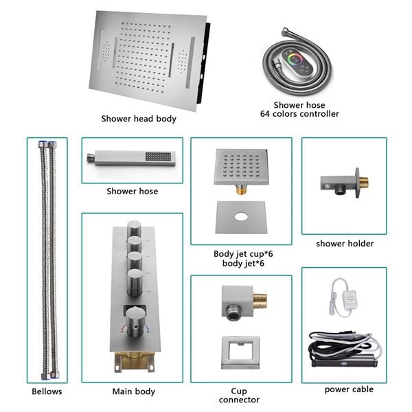 15"x23" Trento Digital LED Shower System By Cascada Showers - Cascada Showers