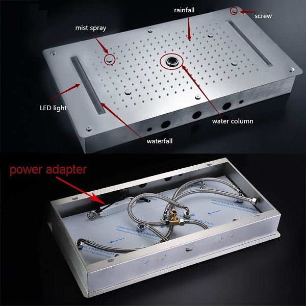 Elevate your shower routine with our Luxurious LED Shower Head. Experience 4 types of rainfall, easy installation, and a sleek flush mount ceiling design