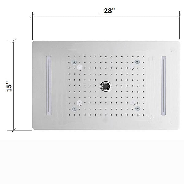 15"x28" LED Waterfall Luxurious Recessed 4 Types Rainfall Shower Head