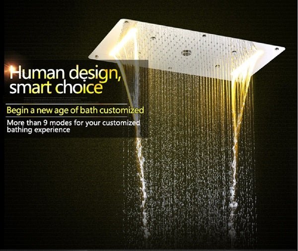 Elevate your shower routine with our Luxurious LED Shower Head. Experience 4 types of rainfall, easy installation, and a sleek flush mount ceiling design