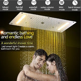 15"x28" LED Waterfall Luxurious Recessed 4 Types Rainfall Shower Head