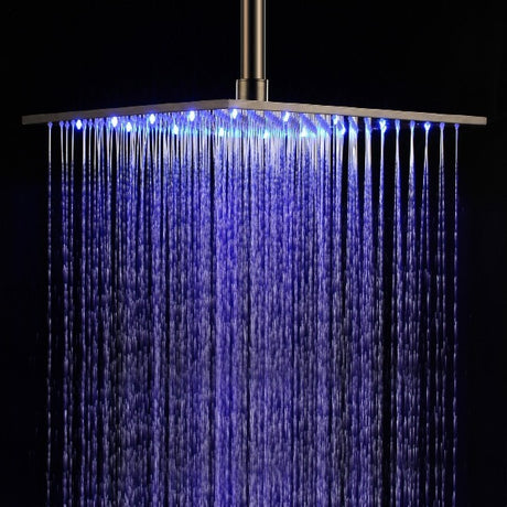 Cascada Luxury Bathroom Shower Set Rainfall LED Shower Head, Double-Function Valve, and Brass Handheld Shower showerhead system rain head shower handheld set complete led waterfall heads light rainfall square Double-Function Valve and Brass Handheld Shower Rain Shower System remote controller light bathroom set remote control color change Bathroom Shower Set