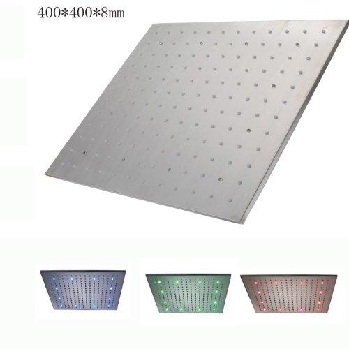 16" Stainless Steel Ceiling Mount Square Rainfall LED Shower Head - Cascada Showers