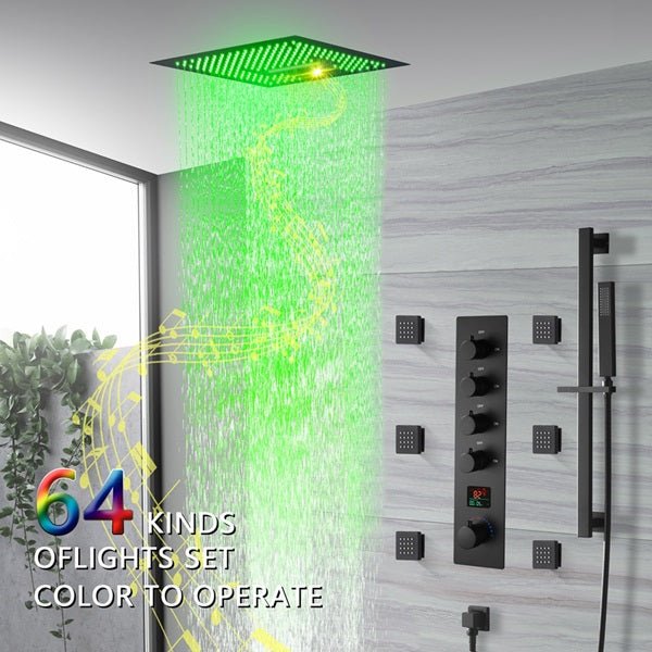 16" Turin Digital Rainfall LED music Shower System by Cascada Showers - Cascada Showers