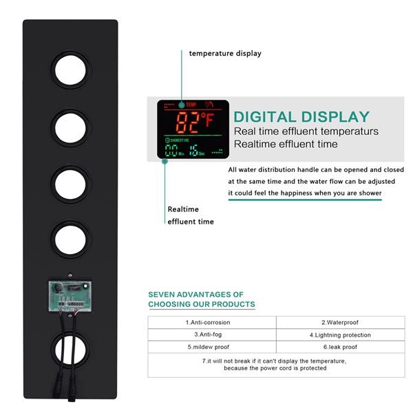 16" Turin Digital Rainfall LED music Shower System by Cascada Showers - Cascada Showers