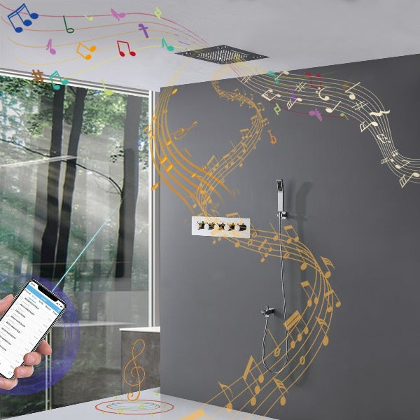 led black shower system with speaker bluetooth shower head shower head with handheld waterfall Shower Head led shower head with speaker best shower head oil rubbed bronze shower system bronze shower head set shower head speaker
